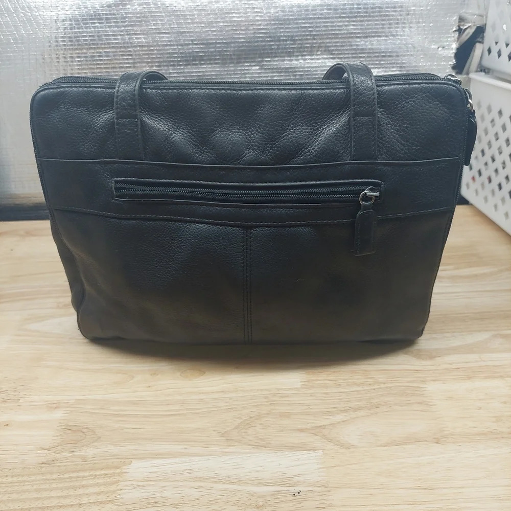 Tignanello Black Pebbled Leather Double Strap Hand Bag Shoulder bag vintage Flaw - Picture 5 of 14